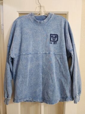 Disney Parks Spirit Jersey Small Walt Disney World Oversized Acid Wash Blue